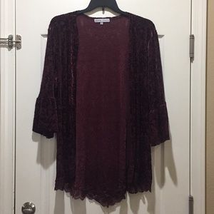 Velvet Kimono with lace trim